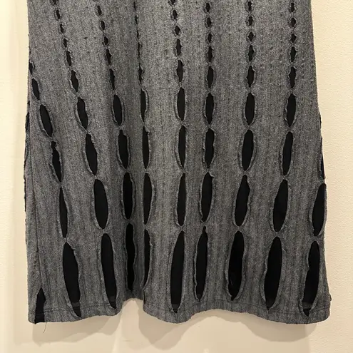 Saint Tropez West VTG Gray Black Cutout Sleeveless Dress Punk Goth Grunge Fairy