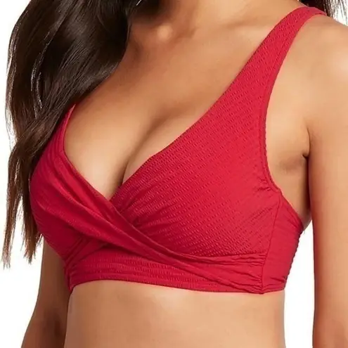 Sea Level Red Essentials Cross Front Multifit Bra Bikini Top Size 4 NWT SL3110P