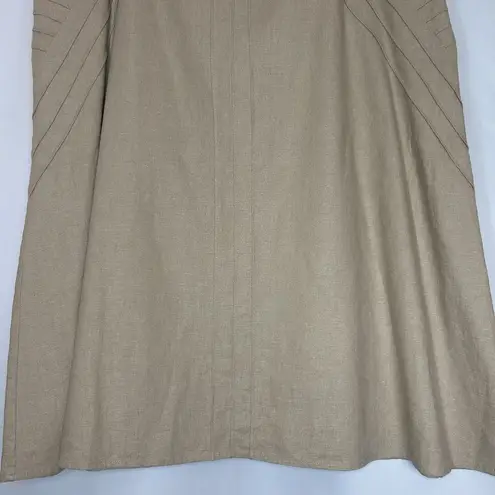 Christopher & Banks Size 10 Natural Beige Lagenlook Linen Blend Midi Skirt Lined