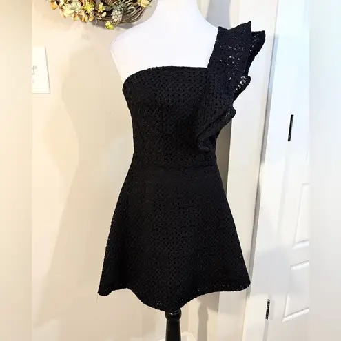 Shilla the Label One Shoulder Double Ruffle Lace Fit & Flare Mini Dress Sz XS💛