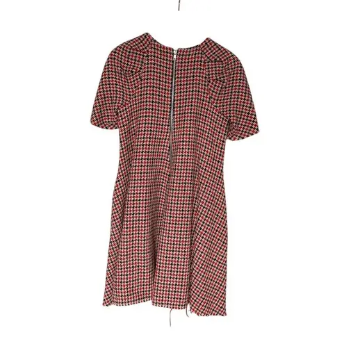 Hache Houndstooth Wool Blend Tweed Cape Dress Size 40/4 Made in Italy Academia Black