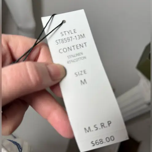 For Cynthia Boho Linen White blue embroidered crotchet macrame like Fringe Skirt coastal Med