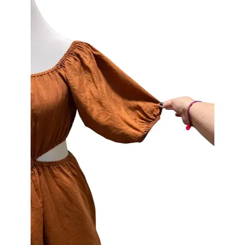 Faithfull the Brand Almero 100% Linen Dress Rust Size L Summer Boho Beach Party