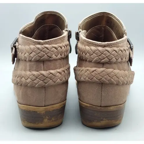 Life Stride Size 8.5M Side Zip Ankle Boots Block Heel Booties Brown Memory Foam