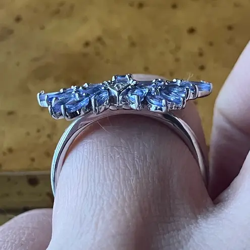 Natural Tanzanite Sterling Silver Butterfly Ring Size 7 Purple