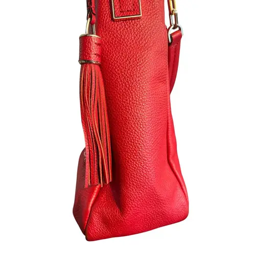 Kate Spade New York Red Pebbled Leather Tote Shoulder Bag Tassel Accent