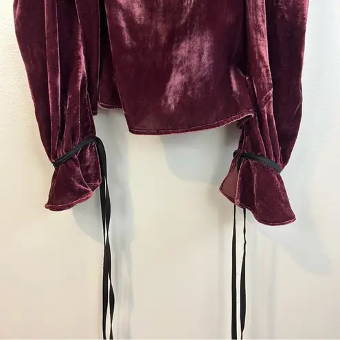WAYF Wine Red Off The Shoulder Velvet Jepson Ruffle Blouse Size Small