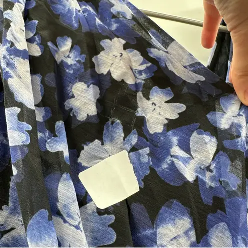 Monique Lhuillier RTR ML Melanie Black White & Blue Floral Maxi Dress Sz 6