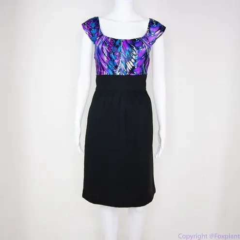 Perception New York peacock print empire waist scoop neck dress, 10 Purple