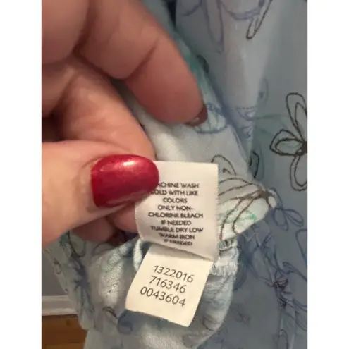 J. Jill 100% Linen Blouse Blue Floral Button Up Coquette Boho Womens Sz L Casual Size L