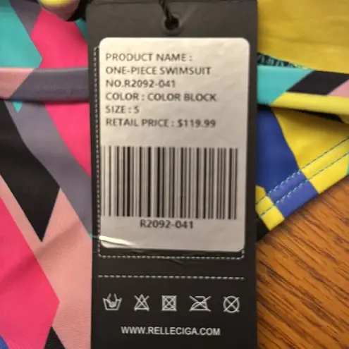 Relleciga Women's Retro One Piece Swimsuit High Cut Backless NWT size small