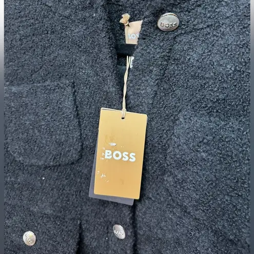 Hugo Boss BOSS Janoa Bouclé Wool Blend Charcoal Blazer Jacket Size 6 New