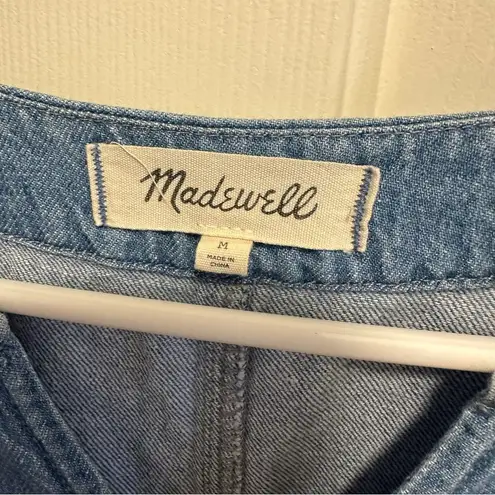 Madewell  Denim Popover Swing Dress in Newsom Wash Cotten Linen Size Medium