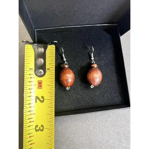 Artisan Tagua Nut & Stone Beaded Dangle Earrings Natural Jewelry