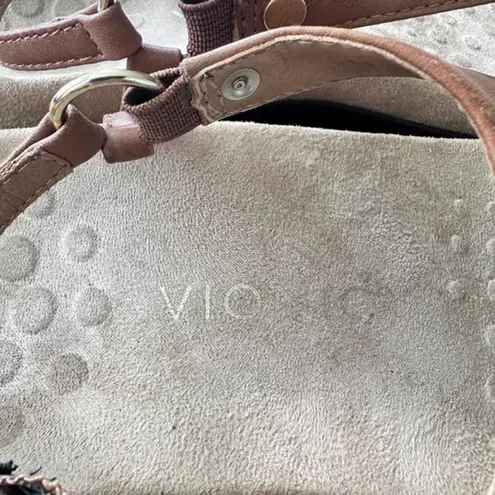 Vionic Kirra Brown Leather Thong Backstrap Sandals With Arch Support Size 9