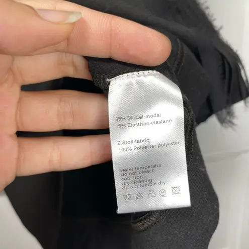 Akris Punto | Ruffle Front Split V-Neck Short Sleeve Tee Blouse Black Size 10