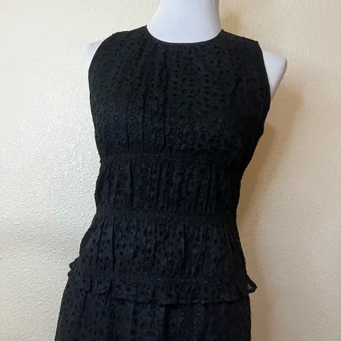 Classiques Entier Black Womens 6 Sleeveless Dress Eyelet Elastic Lace Waistband