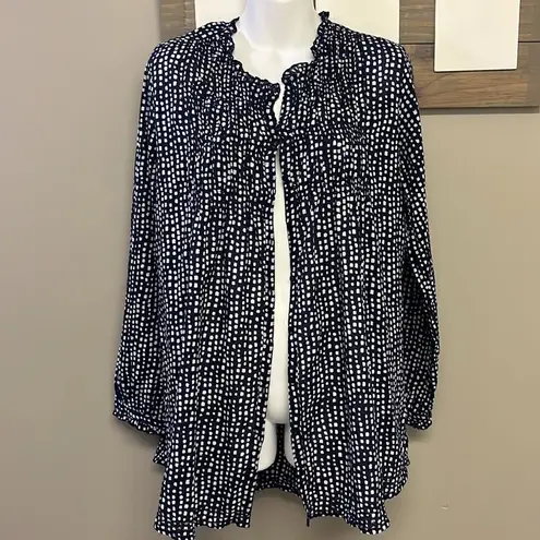 Lola Australia Navy Abstract Dotted Cotton Button Down V