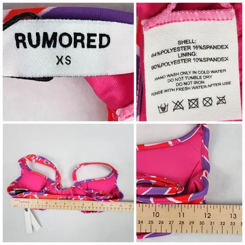 Rumored Womens Havana Bikini Swim Top Size XS Pink Red Purple