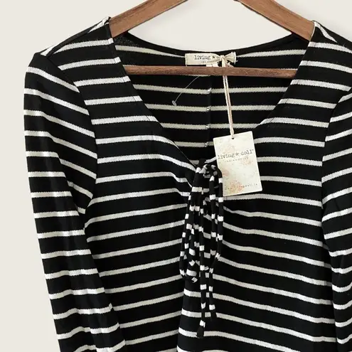 Living Doll NEW Long Sleeve Dress Striped Casual V Neck Size Small