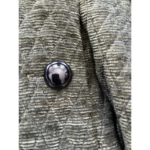 beluva San Francisco Olive Green Fur Collar Quilted Art Deco Jacket Medium Size L