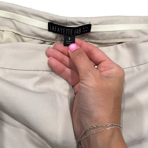 Lafayette 148 New York Beige Wool Blend Pleated Dress Pants Size 8