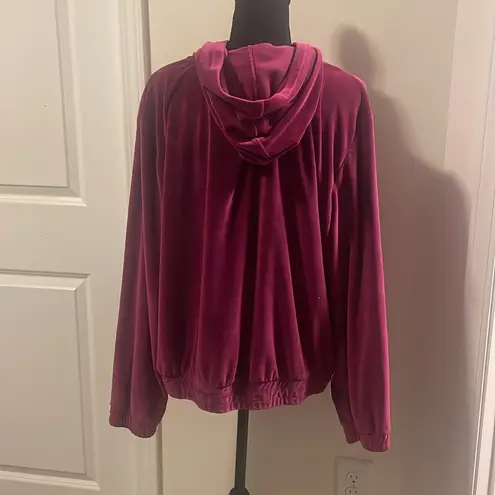 Zelos  Women’s Full Zip Hoodie Velour Sweatshirt Burgundy Size XL