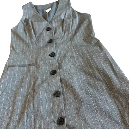 A New Day  Sleeveless Mini Dress Vest Grey White Pinstripe Size Medium Women's
