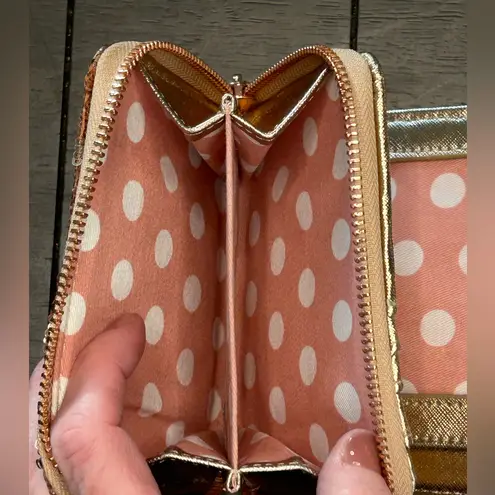 Lounge Fly Disney Rose gold sequin Minnie M backpack matching wallet & ears NWT