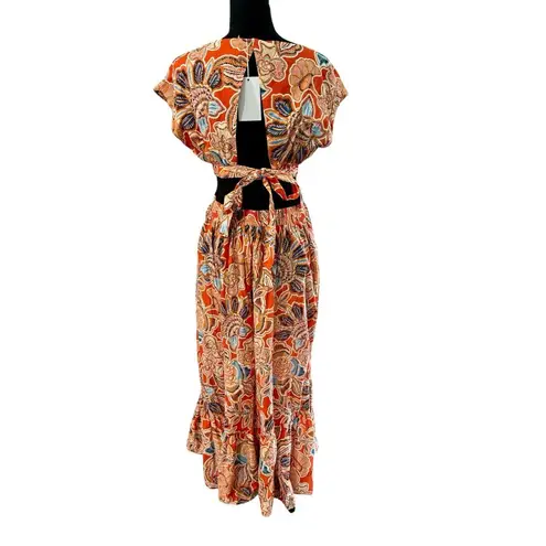 MISA Los Angeles NWT! Misa Dana Mae Dress Tangerine Flora Maxi Dress - Size Large