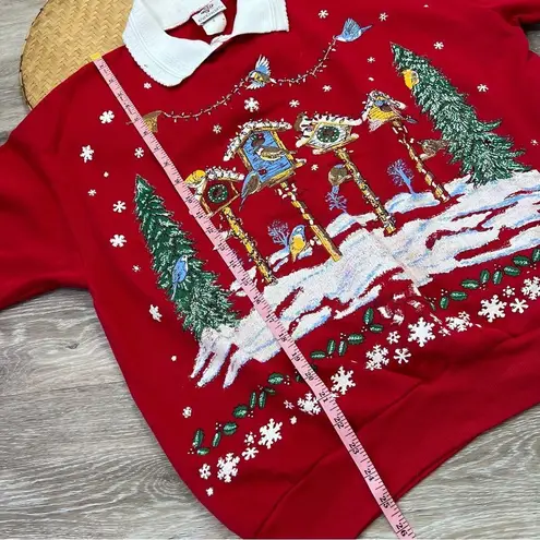 Ugly Christmas Sweater Vintage  collared birds birdhouse grandma