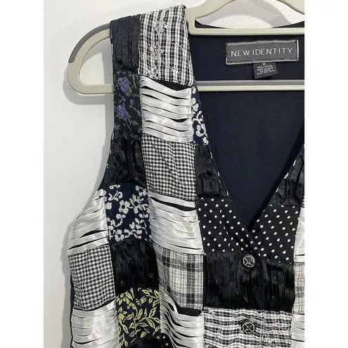 Vintage New Identity Vest Medium Black Patchwork Whimsygoth Punk Indie 80s