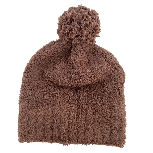 Barefoot Dreams CozyChic Pom Pom Beanie Scarf Set in Chestnut NWT