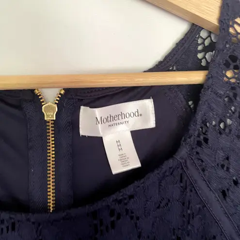 Motherhood navy blue lace dress midi women's size M nylon summer lightweight