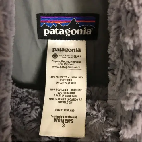 Patagonia  Jacket Faux Fur Gray Pelage Fuzzy Fleece Full Zip Snap S