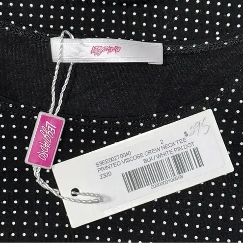 Leggiadro Women’s Size 2 S Black White Mini Polka Dot 3/4 Sleeve Top Shirt