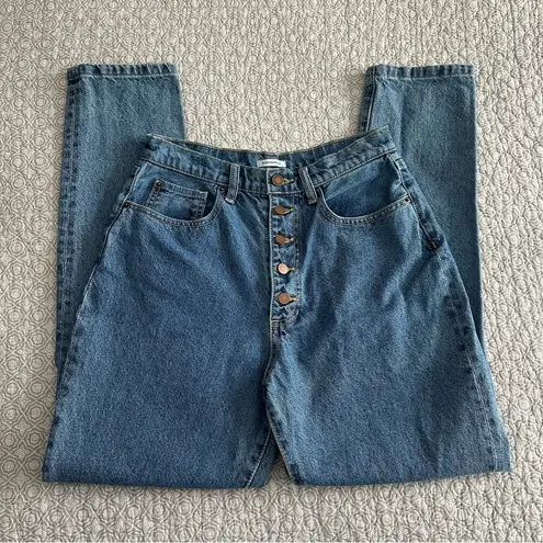 We Wore What Exposed Button Fly High Rise Blue Jeans Size 28