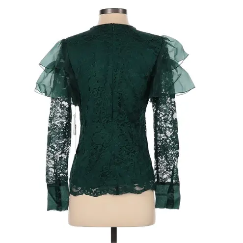 Rachel Parcell Lace Flutter Sleeve Top Green Botanical