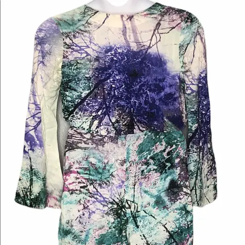 Etnafele White Floral Faux Wrap Romper Medium Bell Sleeve V