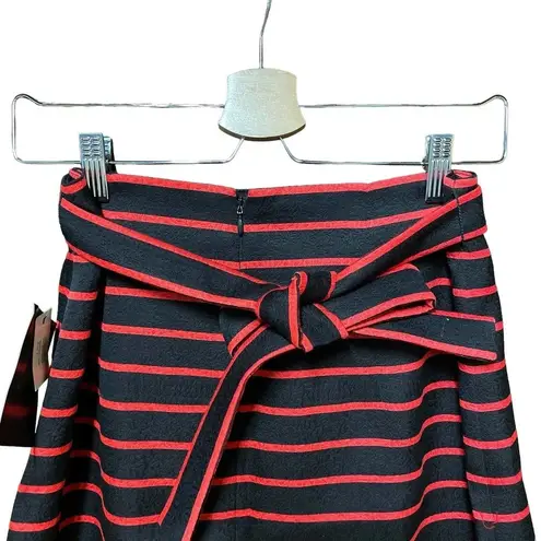Proenza Schouler Striped Jacquard Suiting Wrap Skirt Black Red Size 4