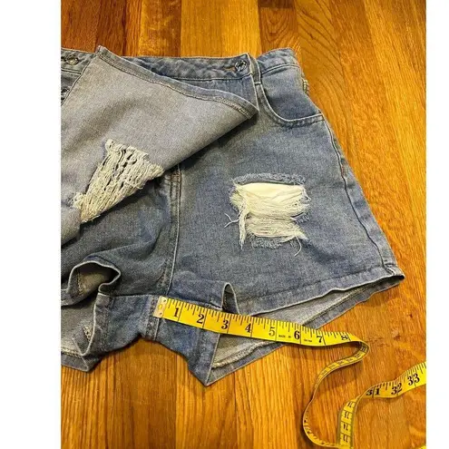 SheIn Y2K Grunge Blue Distressed Jean Denim Shorts Mini Skort Women’s Size XS