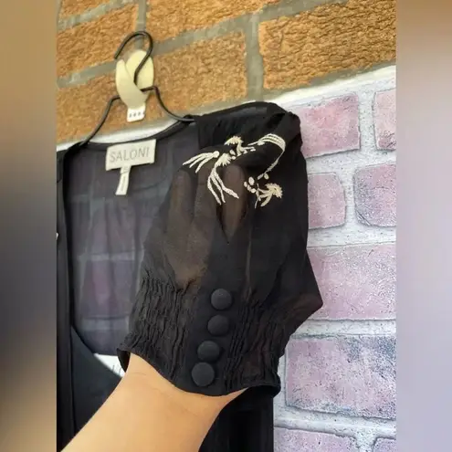 Saloni Leah Robe silk Dress w/Slip size 0 Black