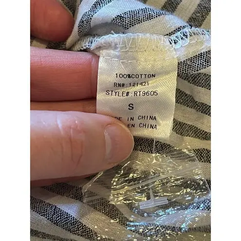 Ellison Blue And White Striped Cotton Bell Sleeves Button Front Blouse Size S