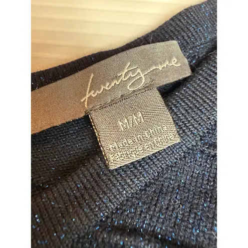 Twenty One Blue Sparkle Bodycon Dress Ruched V Neck Long Sleeve Medium