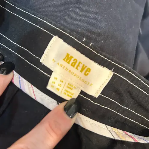 Maeve Anthropologie Foster Contrast-Stitch Joggers in Black Women's Size 10