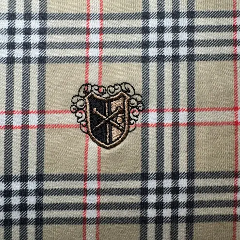 Vintage K.T. Golf by Kenneth Tool Women's Polo Plaid/Tartan Check Size Small Tan