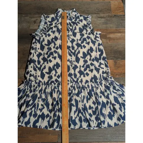 Pinch Women's Abstract Print Ruffle Trim Mock Neck Mini Dress