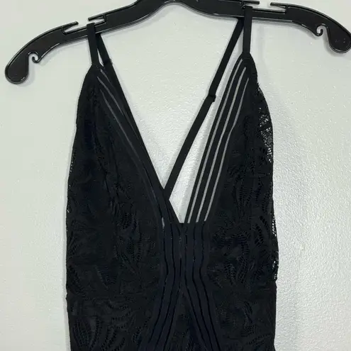 Ambrielle Woman's Large Black Passion Lace V Neck Adjustable Strap Bodysuit Sz S