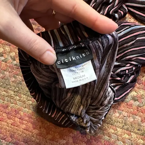 VTG CITY KNITS MICRO STRIPE STRETCHY PULL ON PANTS Black Size M