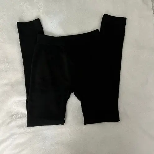 Connection 18 SIZE 1X Cozy Warm Comfort Seamless Fleece Lined Mid Rise Leggings Black
